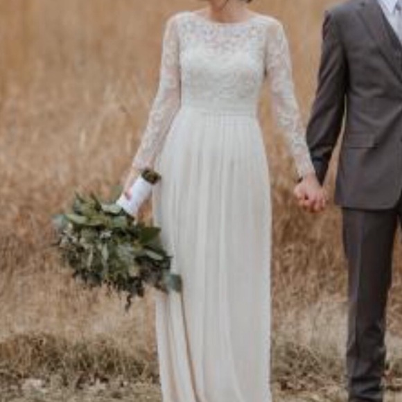 BHLDN Sinclair 6 Champagne Beaded Bodice Wedding Gown - Picture 10 of 16